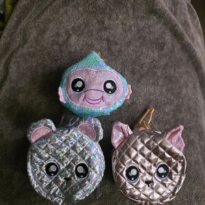 Na! Na! Surprise Small Animal Face Kids Bags  zippered  bundle   1 Sequined